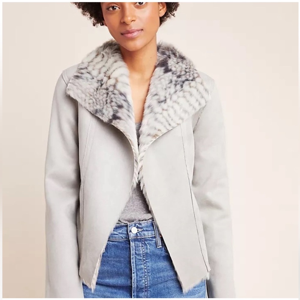 Suede and faux fur reversible coat from Anthropologie